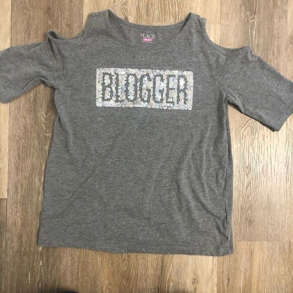 Children’s Place cold shoulder graphic t shirt Blogger sequin XL - Picture 2 of 8
